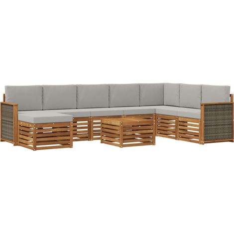 Outdoor Sofa Set with Cushion 7 pcs Natural and Light Grey vidaXL (1/5)