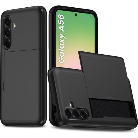 Custodia per Samsung Galaxy A56 5G, con porta carte scorrevole, nera (1/5)