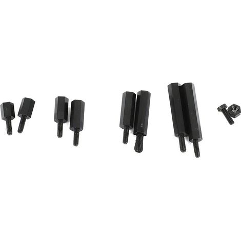 Kit d'assortiment de 140 vis à tête ronde en nylon M2, écrou hexagonal, entretoise mâle/femelle (noir) (1/5)