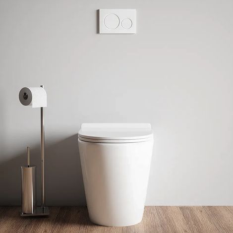 Cuvette murale en céramique blanche polie avec abattant Ultraslim Softclose Mod. Roma