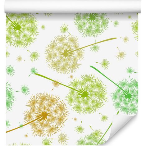Papier peint à motifs de pissenlits verts et jaunes pour salon et chambre 50x1000 cm (1/5)