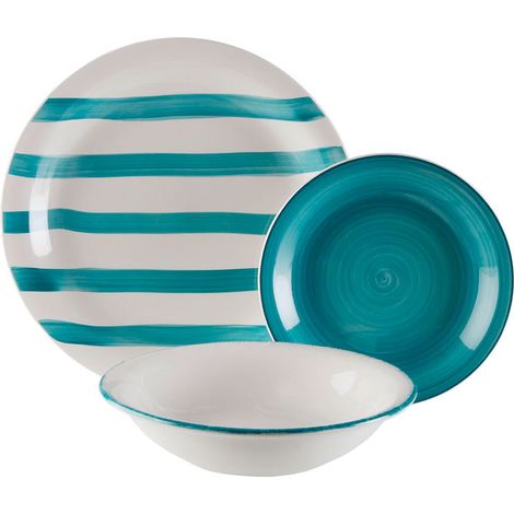 VAJILLA PORCELANA LIGIA AZUL 18 PIEZAS