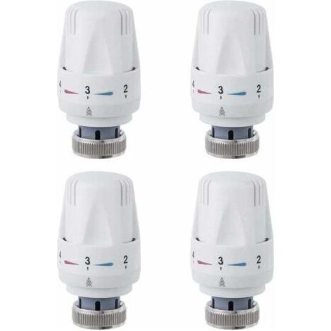 Tête De Radiateur, 4 Pièces Tête De Vanne De Radiateur, M30 x 1.5 Robinet Thermostatique Radiateur, Tête Thermostatique Pour Lavabo Salle De Bain WC (1/4)