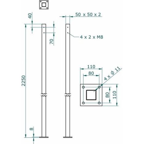 Poste de acero CEPRO estándar 2.250 mm