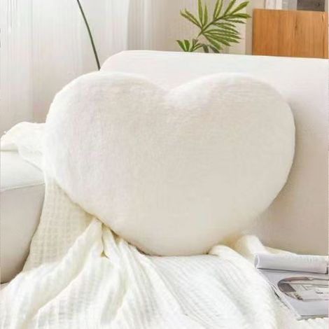 Coussin Coeur Rouge 30x25 cm En Fausse Fourrure Pour Canape, Oreiller Decoratif Pour Salon (1/5)