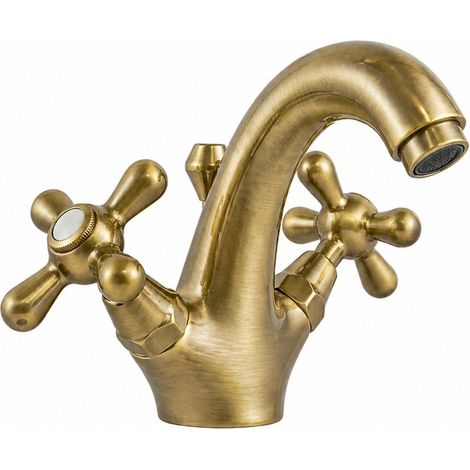 Grifo monomando para lavabo con caño alto en latón antiguo Piralla Rubinetteria Sofia 0SFF3088A17  Latón antiguo (1/5)