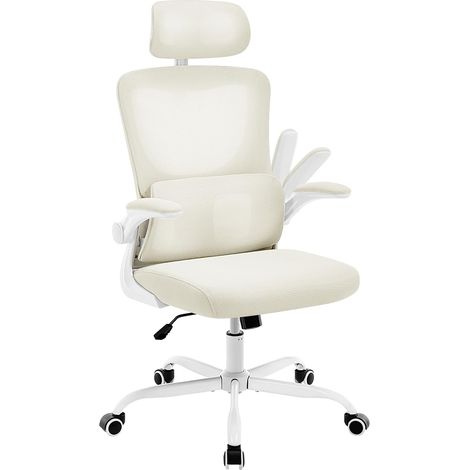 WOLTU Silla de oficina con reposabrazos ajustable, ergonómica, con soporte lumbar, reposacabezas y altura ajustables, ruedas giratorias de 360°, color beige (1/5)