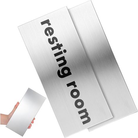 Plaque de Propreté Porte Adhesive en Acier Inoxydable Argenté 25x11cm, Lot de 2 Plaques Métalliques Adhésives Gravables pour Hôtels, Bureaux et Salles (1/5)