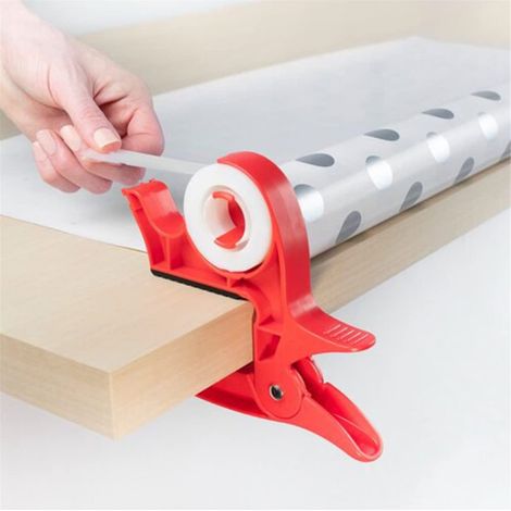 Clips para envolver regalos de Navidad, cortador de papel de regalo, dispensador de cinta adhesiva, cortador de papel para asegurar rollos de papel de regalo, 1 pieza (dirección aleatoria) (1/5)