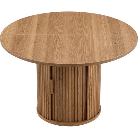Table ronde de 120 cm pour 4 à 6 personnes, table ronde avec rail en bois, deux entrepôts, table moderne au style paysager pour cuisine et salon (1/5)