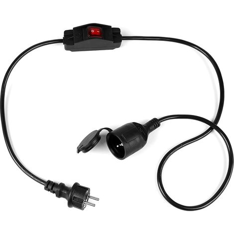 1.5m Câble d'Extension avec Interrupteur, 16A 250V Câble d'Extension Court, Câble d'Alimentation Extérieur avec Capuchon de Protection, Extension Cord étanche pour Maison Bureau Extérieur, IP44 (1/5)