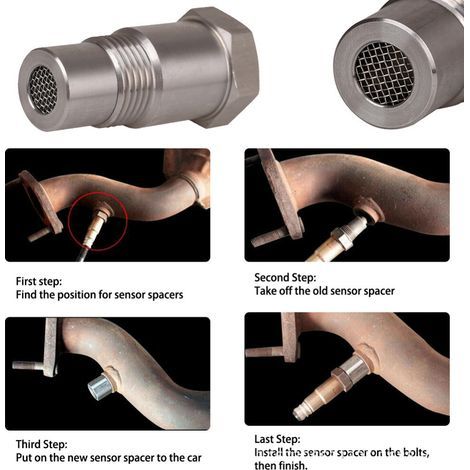 Adaptateur de protection pour sonde lambda M181,5, en acier inoxydable, avec filtre, et éliminateur de voyant moteur. (1/5)