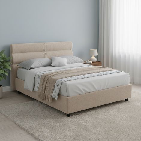 Doppelbett Briatico, Doppelbett mit Matratze inklusive, abziehbar Made in Italy, mit Bettkasten, Taubengrau\ (1/5)