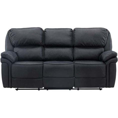 Saranda Sofa 3 Personen, elektrischer Recliner mit Fußstütze schwarz. (1/4)