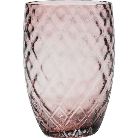 Set di 6 bicchieri tumbler Losanghe in vetro soffiato a bocca colore Ametista, lavorazione artigianale con elegante motivo a rombi per la tavola