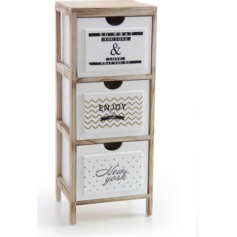 CASSETTIERA IN LEGNO DECORATA CON DUE CASSETTI 30 X 24 X 74 CM (1/2)