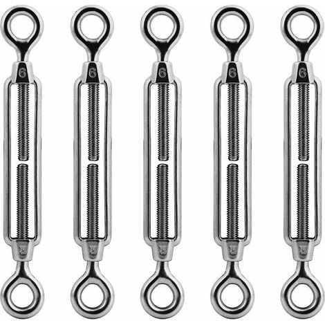 6Pcs Tendeur de câble avec crochet et œillet - En acier inoxydable 304, Tendeur M6 (1/5)