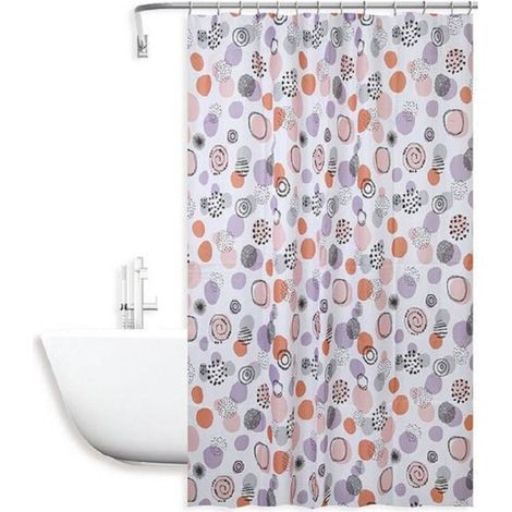Trade Shop - Cortina De Ducha Impermeable Para Bañera 12 Ganchos Con Esferas Abstractas 180x200cm 87090 - (1/2)
