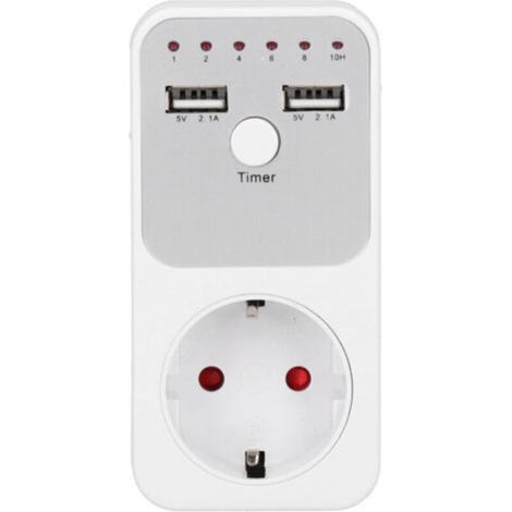 Prise de minuterie ¨¤ Compte ¨¤ rebours Num¨Rique Intelligente 180260V 13A USB avec 2 Port USB, ¨conomie d'¨nergie de 1 ¨¤ 10 Heures pour Ordinateur, Chargeur de t¨l¨Phone(EU Plug) (1/5)