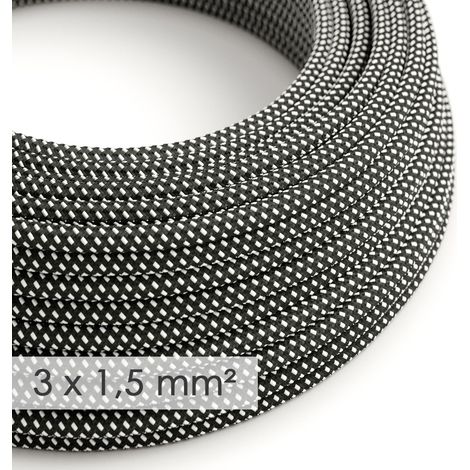 Creative-Cables Cavo elettrico in tessuto, Sezione 3x1,50, 10 m, Stelle RT41, Rotondo effetto seta 3D