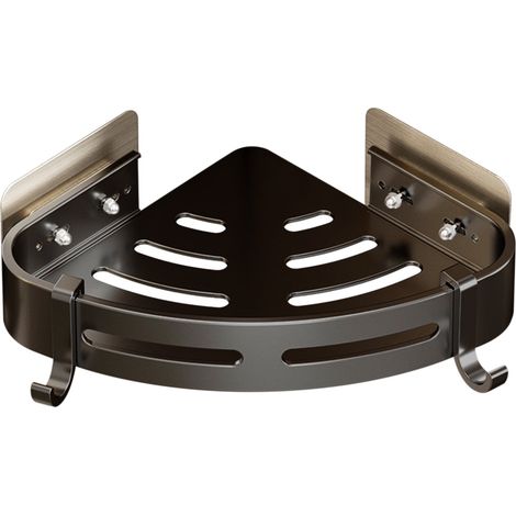Etagère D'Angle Pour Salle De Bain - En Alliage D'Aluminium - Adhésive Sans Perçage - 27x20x4 cm - Gris - 1 Pièce (1/5)