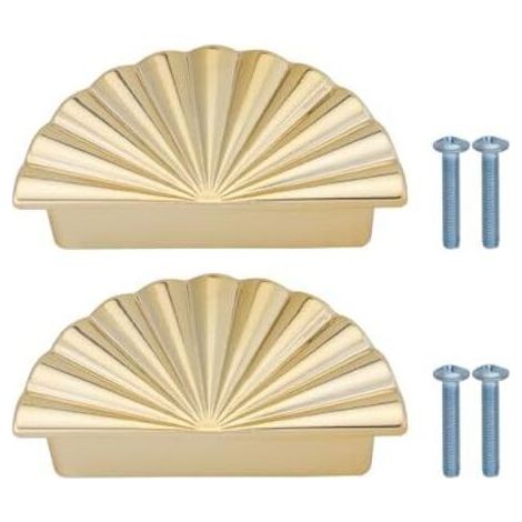 Lot de 2 Poignées d'armoire en Alliage de 2,52 Pouces Pièce de Rechange 64 mm Poignée de Tasse Poignées de Tiroir Adaptées Aux Meubles de Commode Armoire Porte de Cuisine Or (1/4)