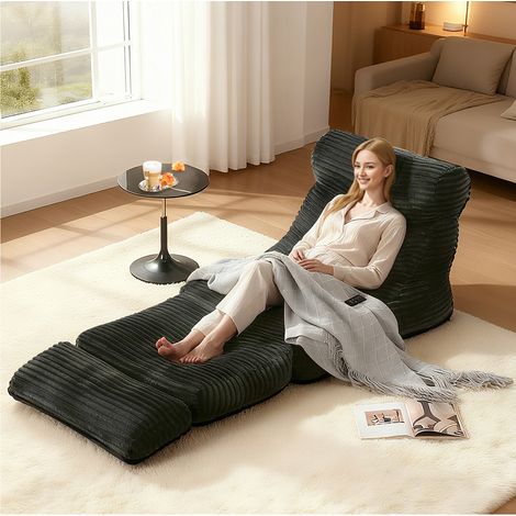 fauteuil salon convertible détente flanelle noir OKMYHOME (1/4)