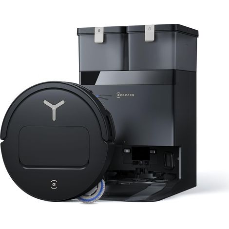 ECOVACS Robot aspirapolvere lavapavimenti DEEBOT T50 OMNI Gen3, 25.000 Pa, spazzola laterale e mocio a estensione, ZeroTangle 3.0, AIVI 3D 3.0, stazione OMNI All-in-One, lavaggio a 75 °C, 81 mm, Nero