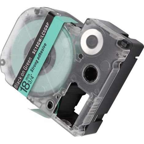 Boîte de ruban d'étiquettes de rechange pour notes adhésives SR230C, compatible avec les rubans d'imprimantes d'étiquettes Epson, 18 mm, imprimantes Kingston Tape Plus, fond vert 18 mm avec texte noir (1/5)