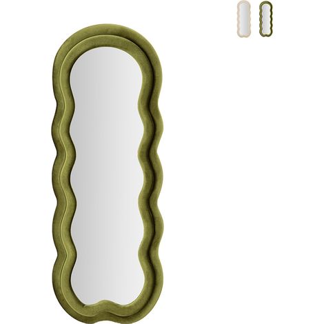 Mauro Ferretti Miki Miroir Mural Cadre Velours Vert 60x160cm