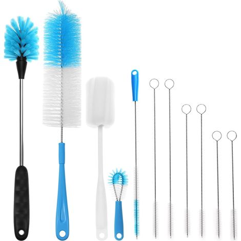 11 Pièces brosses de Nettoyage Bouteilles, pour carafes à vin, éviers, tuyaux (1/5)