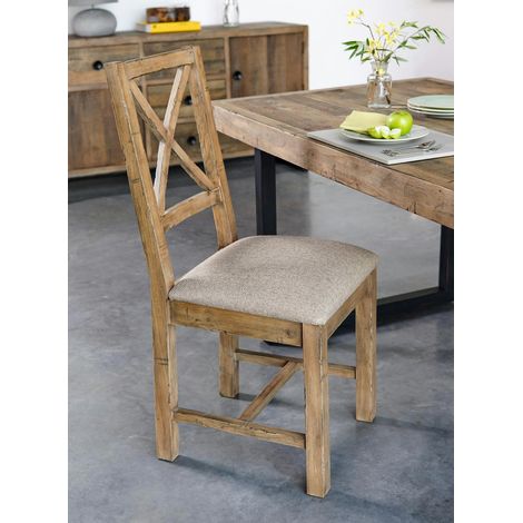 Chaise en tissu et bois recyclé BRISBANE (lot de 2) (1/3)