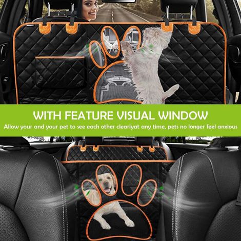 Housses de Siège d'auto pour Chien Protection Voiture Chien avec Poche de Rangement Imperméable Housse Protection de Siège d'arrière Housse Banquette pour Voiture et SUV Orange (1/3)