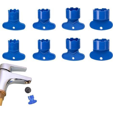 8 Pièces Outils de Clé Aérateurs de Robinet Cache Clés Cache-clé Aérateur Mousseur de Robinet Aérateur Économiseurs d'Eau pour Evier de Cuisine Lavabo de Salle de Bain, M16.5 /M18.5/M21.5/M24 (1/5)