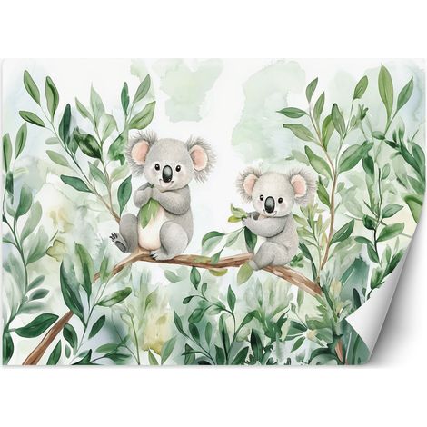 Tapete für Kinderzimmer Teddybären Koala Eukalyptusblätter 100x70 cm