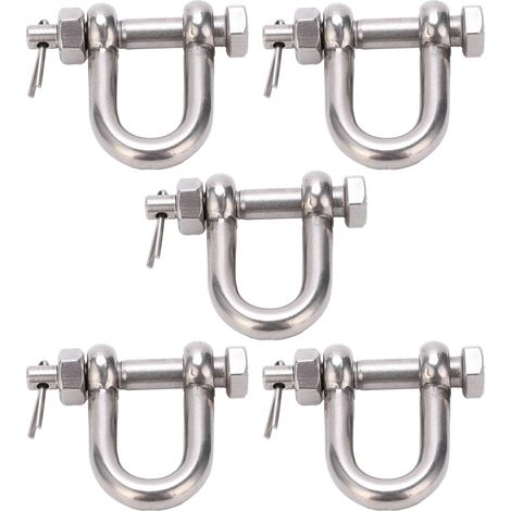 5 Pièces Manille à Vis avec Goupille d'Assurance en Acier Inoxydable 304 pour Levage Maritime et Terrestre M8 (1/5)