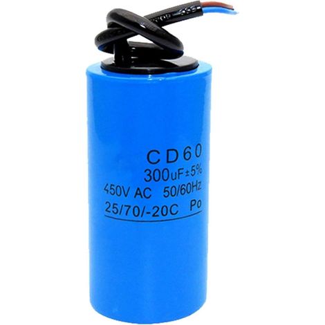 Condensateur de démarrage CD60 150 µF, boîtier cylindrique en plastique bleu, pour moteur électrique et pompe (1/2)
