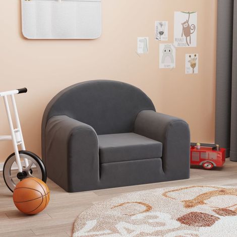 Schlafsofa für Kinder Anthrazit Weicher Plüsch