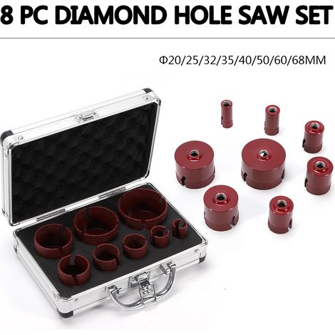 8-tlg Diamant Fliesen Bohrkronen Set, Feinsteinzeug Granit Fliesenbohrer M14 Set