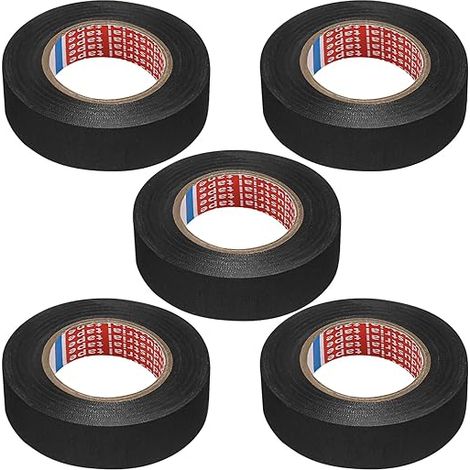 5 Pièces Scotch Tissu de Voiture, Ruban Chiffon de Voiture, Ruban Adhésif Isolant électrique Imperméable Haute Température pour Harnais de Cablage Voiture Moto, 19 mm x 20 M