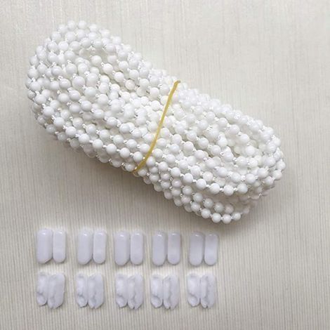 Chaîne de store 10 mètres – 10 connecteurs inclus – Pour stores enrouleurs, verticaux et vénitiens – Plastique blanc haute qualité (1/3)
