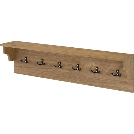 Appendiabiti da parete 80 x 14 x 20 cm con pratico ripiano design da parete per riporre in modo ordinato in legno naturale 200017685