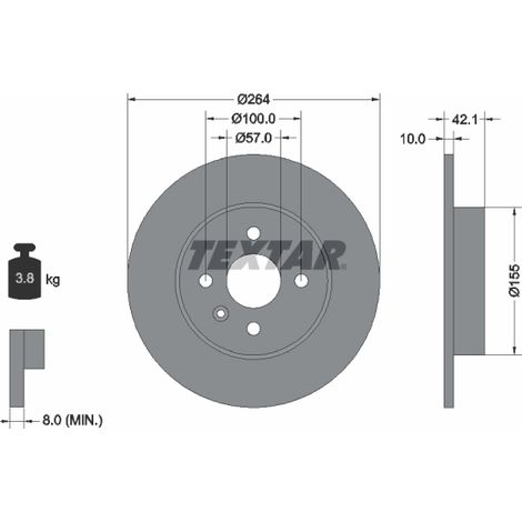 Lot de 2 Disques de frein Textar 92124703 CHEVROLET 569116 569116N 93176548