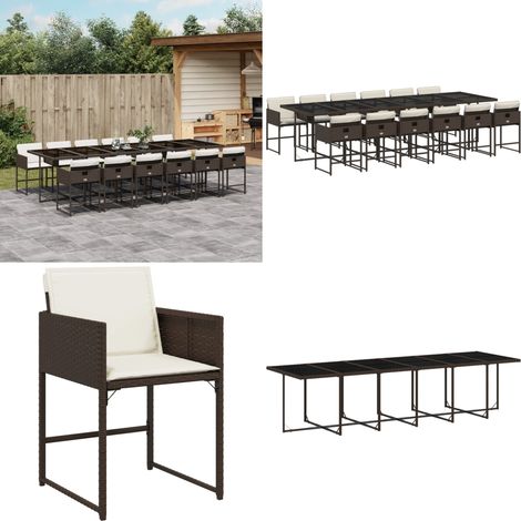 Ensemble à manger de jardin avec coussins 13 pcs marron rotin - Salon De Jardin - Meuble De Jardin - Set De Jardin - Table De Jardin - Chaises De Jardin - Home & Living (1/5)