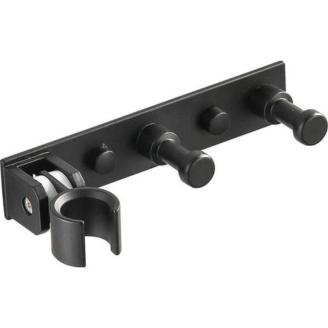 Universeller Duschkopfhalter mit 2 Haken, verstellbare Duschkopfhalterung aus Aluminiumlegierung zur Wandmontage, selbstklebender Duschkopfhalter für Duschschlauch (1/4)