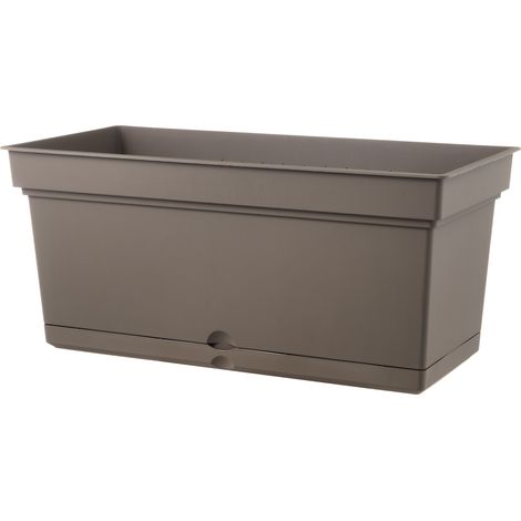 Vaso 78x38x38 cm in Polipropilene con Riserva d'Acqua e Sottovaso Tulli Aqua Elements 78 Bruno (1/4)