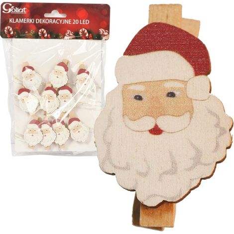 Ghirlanda natalizia a batteria con 20 LED e clip di Babbo Natale (1/4)