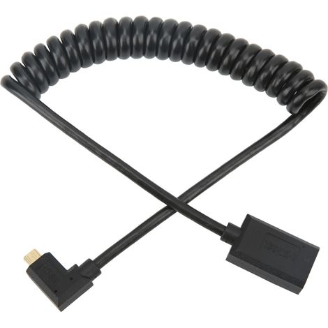 Câble de connexion universel Micro HD vers HD 8K 60 Hz, interface multimédia femelle à ressort fin, diamètre extérieur 4,0 mm, pour appareil photo, tablette et TV, 1,2 m, coudé à 90° vers la gauche. (1/5)