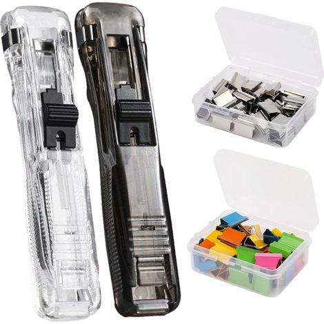 Broches a presión, clips metálicos transparentes, grapas reutilizables para documentos, copias de exámenes, encuadernación de oficina, blancas, negras, grapas adicionales (1/5)