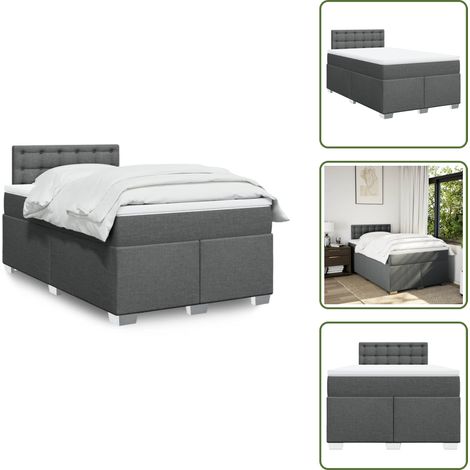 Sommier à lattes de lit avec matelas Gris foncé 120x200cm Tissu - Sommier À Lattes De Lit - Sommiers À Lattes De Lit - Lit - Meuble De Chambre À Coucher (1/5)